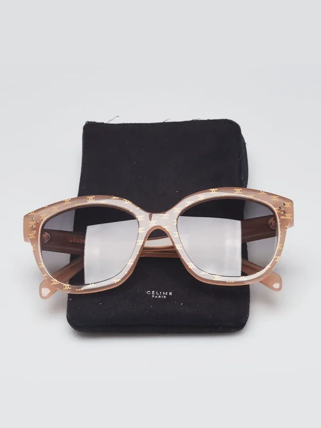 Celine Beige Acetate Trimoph Print Frame Tinted Sunglasses CL401671 in Beige from Yoogis, photo 3 of 7