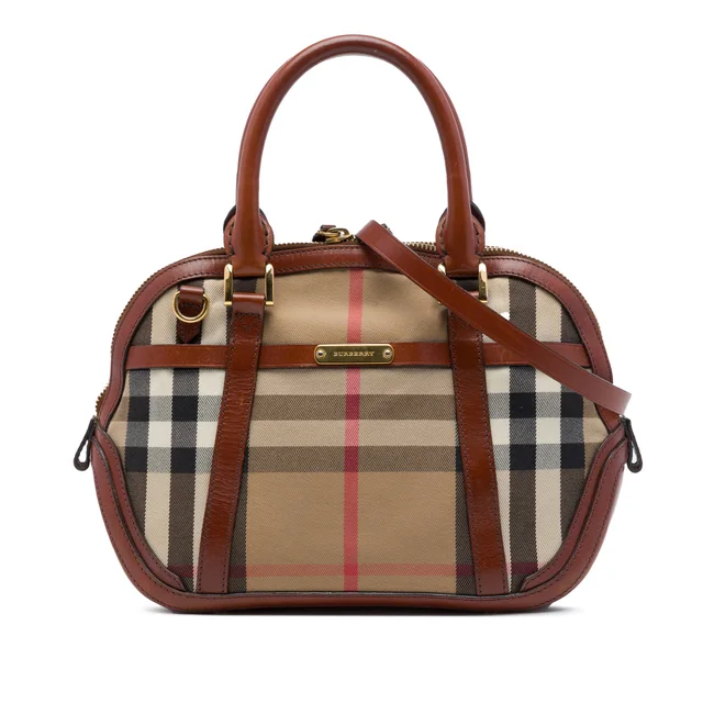 Brown Burberry Small Leather Trimmed House Check Canvas Bridle Orchard Satchel in Brown Canvas from Designer Revival, photo 1 of 1