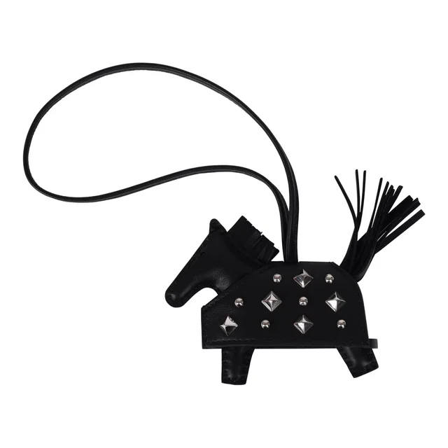 Hermès Rodeo Rock Bag Charm PM Black Milo Lambskin Palladium Hardware in Black Lambskin from Madison Avenue Couture