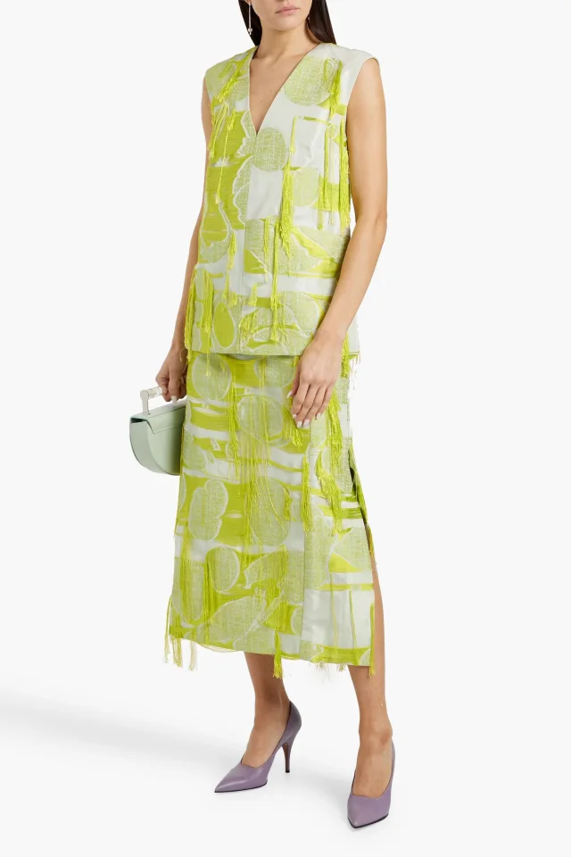 Roksanda Medeia Fringed Jacquard Top in Bright yellow, photo 2 of 4 from THE OUTNET