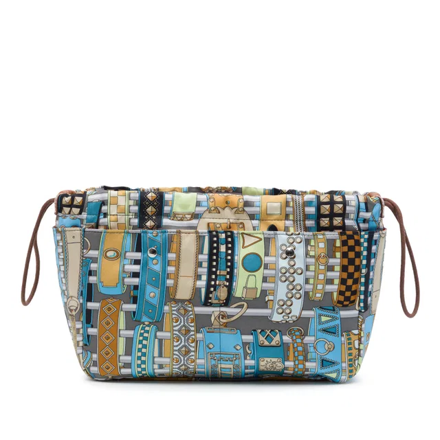 Gray Hermès Silk Colliers De Chiens Fourbi Pouch 25 in Grey Silk from Designer Revival
