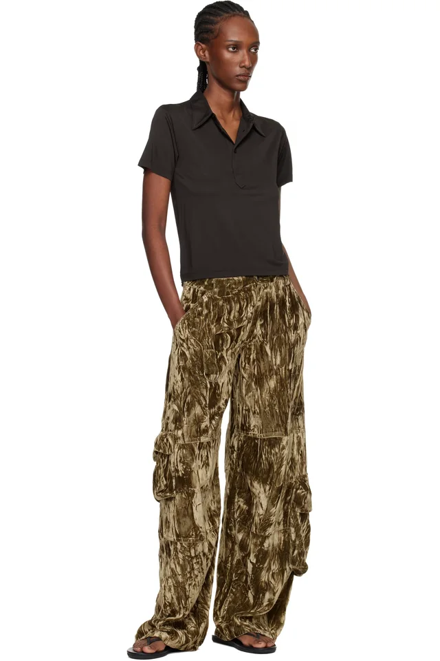 Collina Strada Khaki Velvet Lawn Cargo Pant, photo 4 of 4 from SSENSE