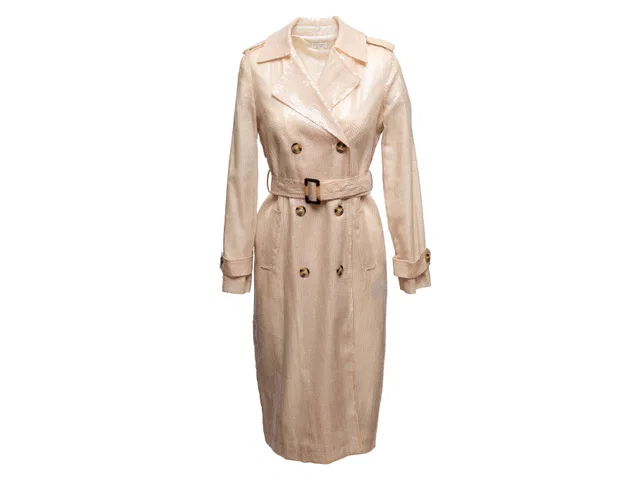 Tan Brunello Cucinelli Long Sequined Trench Coat Size US S in Brown from Designer Revival