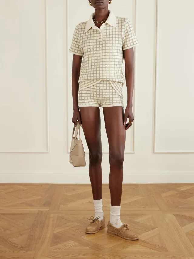 THE ELDER STATESMAN Ida checked cashmere polo sweater in Green, photo 2 of 2 from NET-A-PORTER (Canada)