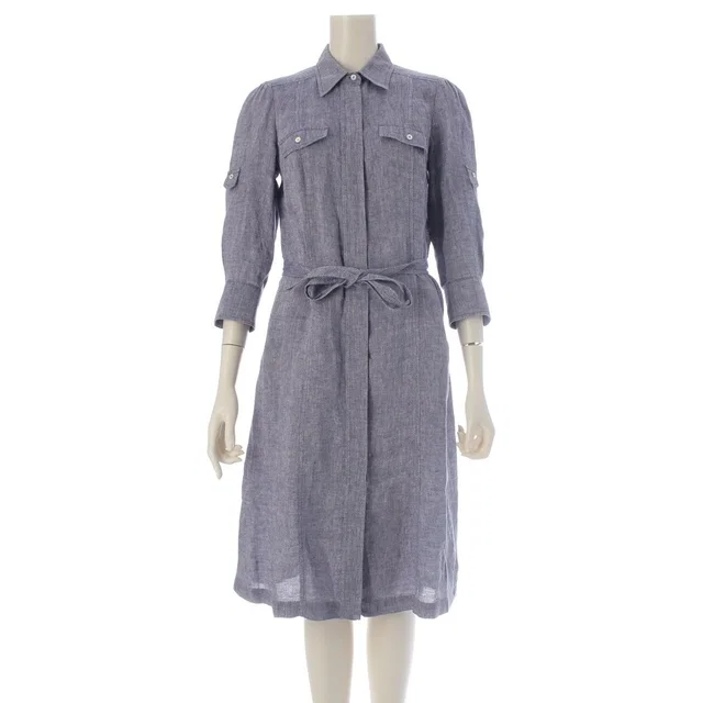 Loro Piana Linen Dress Shirt Blue 40 in Blue from The Reluxe