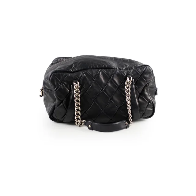 Chanel Bowling Black Lambskin Shoulder Bag - Series 12 in Black Lambskin from The Purse Affair
