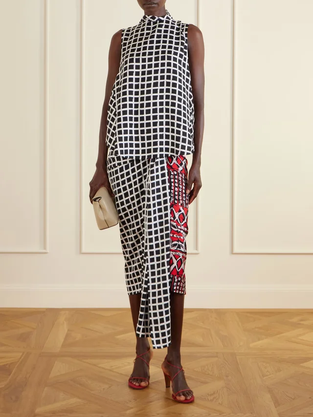 LANVIN Checked silk blouse in Black, photo 2 of 2 from NET-A-PORTER (Canada)