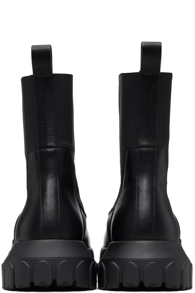 Rick Owens Black Temple Beatle Bozo Tractor Boots, photo 2 of 5 from SSENSE