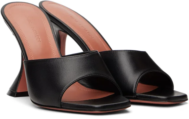 Amina Muaddi Black Lupita Slipper 95 Heeled Sandals, photo 4 of 5 from SSENSE