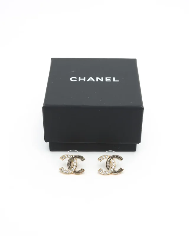Chanel CC Rhinestone Earrings from A Retro Tale, photo 2 of 4
