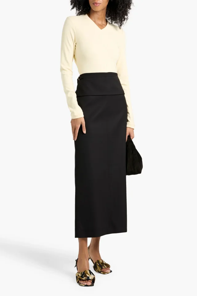 Proenza Schouler Adriana Buckle-Embellished Wool-Blend Twill Maxi Skirt, photo 2 of 4 from THE OUTNET