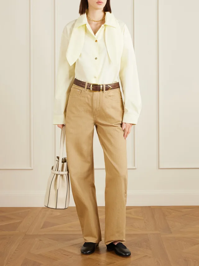 OSSOU Cove scarf-detailed cotton-poplin shirt in Yellow, photo 2 of 2 from NET-A-PORTER (Canada)