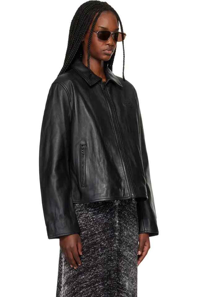 Diesel Black L-Amar-Fem-S2 Leather Jacket, photo 2 of 4 from SSENSE