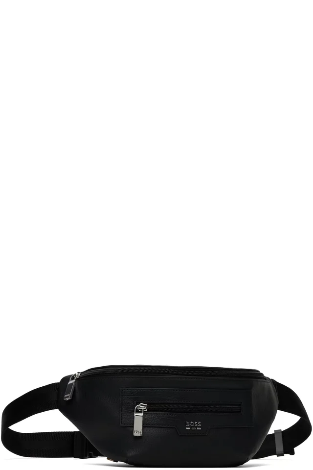BOSS Black Grained Faux-Leather Belt Bag, photo 2 of 4 from SSENSE