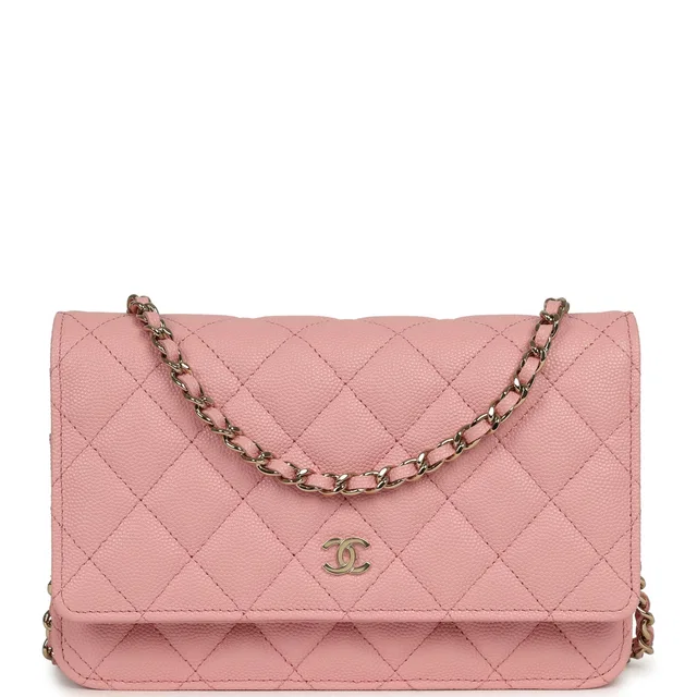 Chanel Classic Wallet On Chain WOC Pink Caviar Light Gold Hardware in Pink Caviar leather from Madison Avenue Couture
