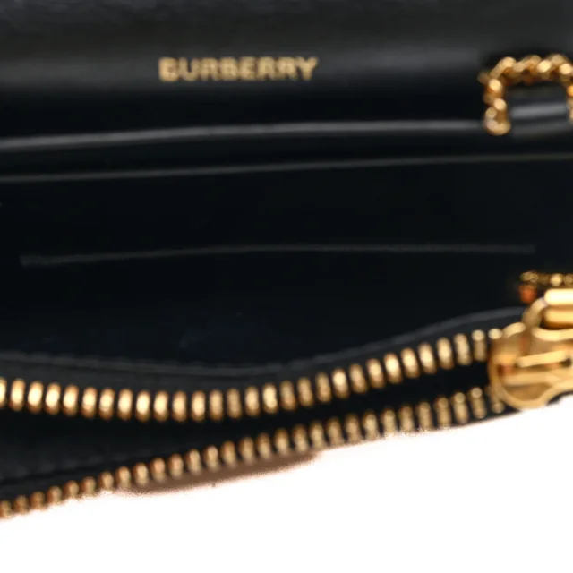 Burberry Grainy Calfskin Vintage Check Jade Card Case On Chain Black in Black Calfskin from FASHIONPHILE, photo 5 of 10