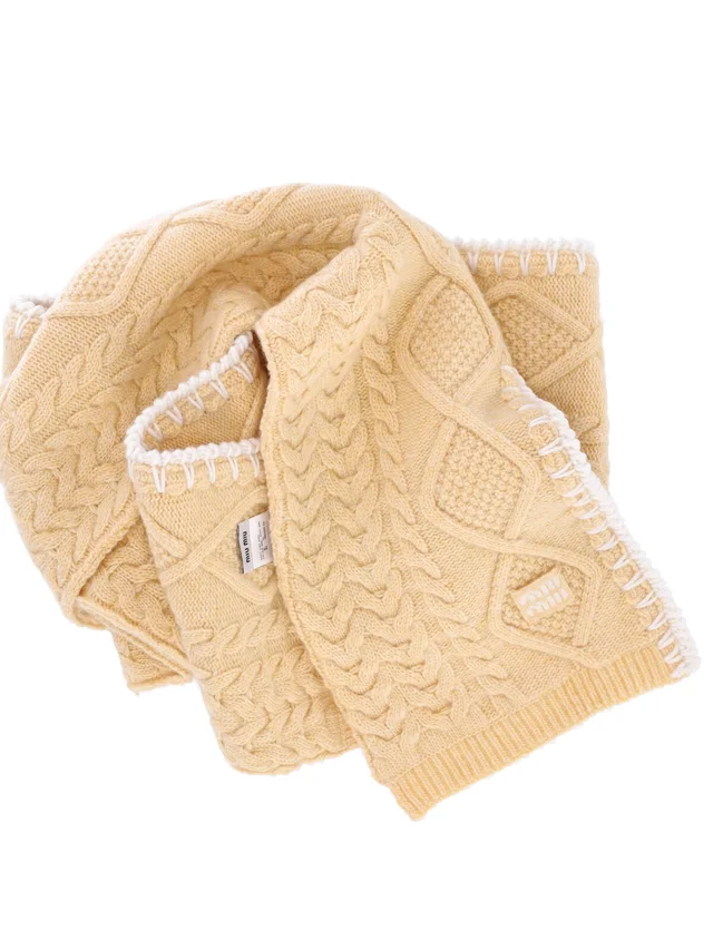 Miu Miu cable-knit embroidered scarf, photo 3 of 3 from SENSER