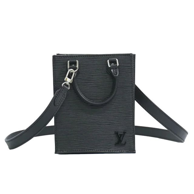 Louis Vuitton Petit Sac Plat Epi Leather 2-Way Shoulder Bag Noir Black in Black Leather from The Reluxe