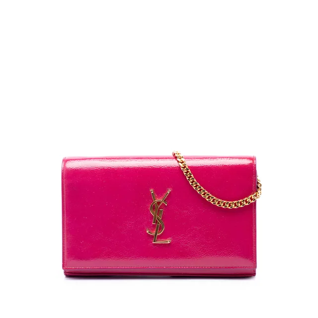 Pink Saint Laurent Patent Monogram Kate Wallet on Chain Crossbody Bag in Pink Patent leather from Designer Revival