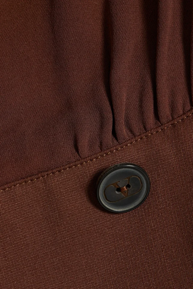Valentino Garavani Double-Breasted Silk-Twill and Wool-Blend Blazer in Brown, photo 4 of 8 from THE OUTNET