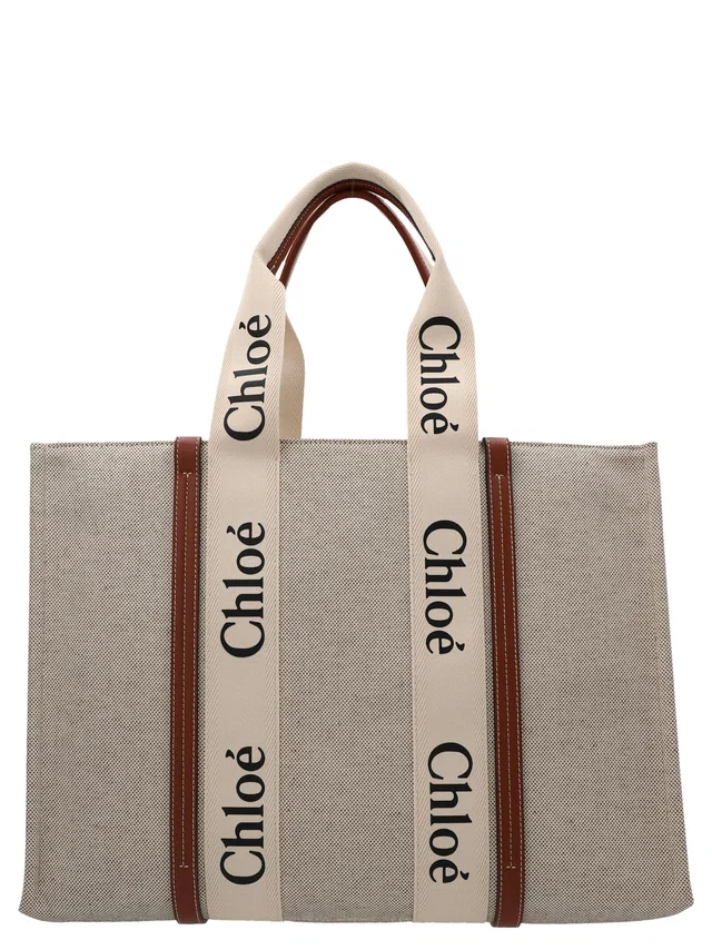 Chloé Woody Tote Bag — Beige in Beige Canvas from HEWI