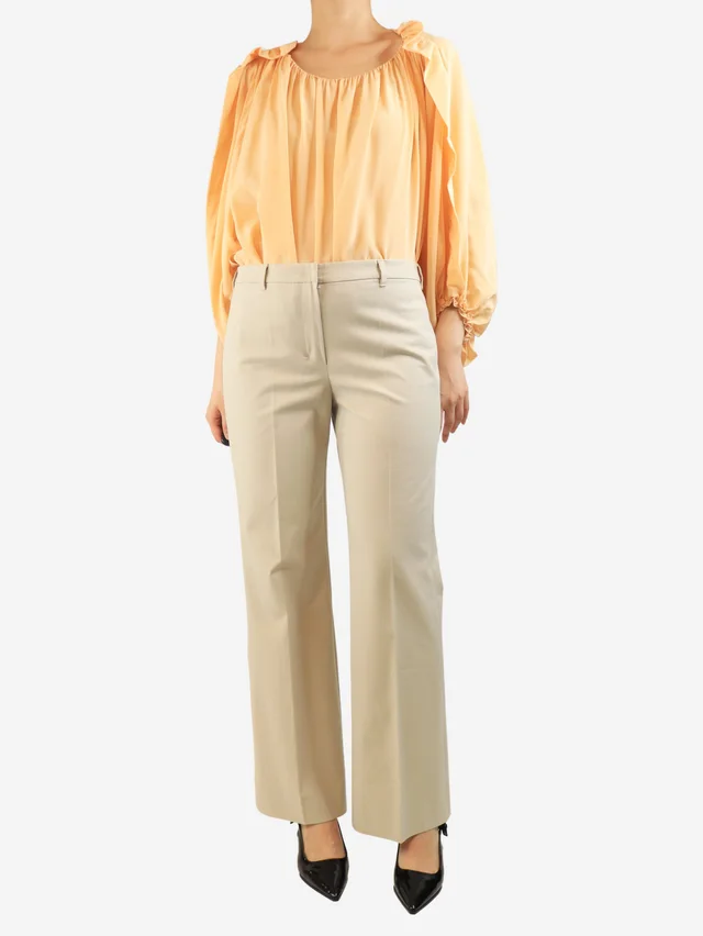 Max Mara Beige straight-leg trousers - size UK 14 in Beige from Sign of the Times, photo 2 of 3