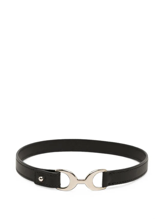Hermès Pre-Owned 2011 Swift Palladium Plated Pavane Double Tour Bracelet Costume Bracelet | Black |… in Black Swift leather from Farfetch