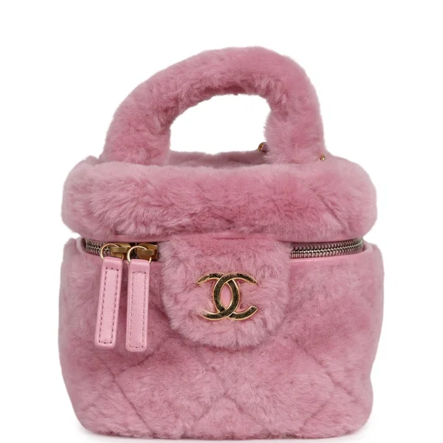 Chanel Small Top Handle Square Vanity Case in Pink Lambskin from Madison Avenue Couture