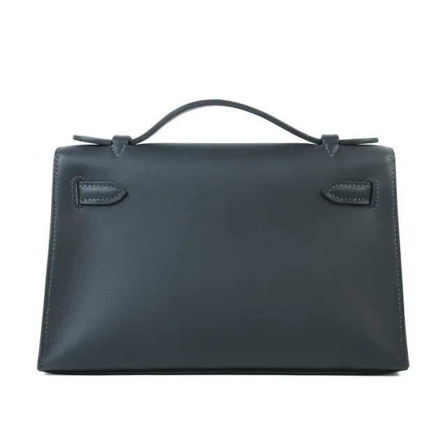 Hermès Kelly Pochette Gris misty (H0) in Grey Swift leather from Ginza Xiaoma, photo 2 of 4