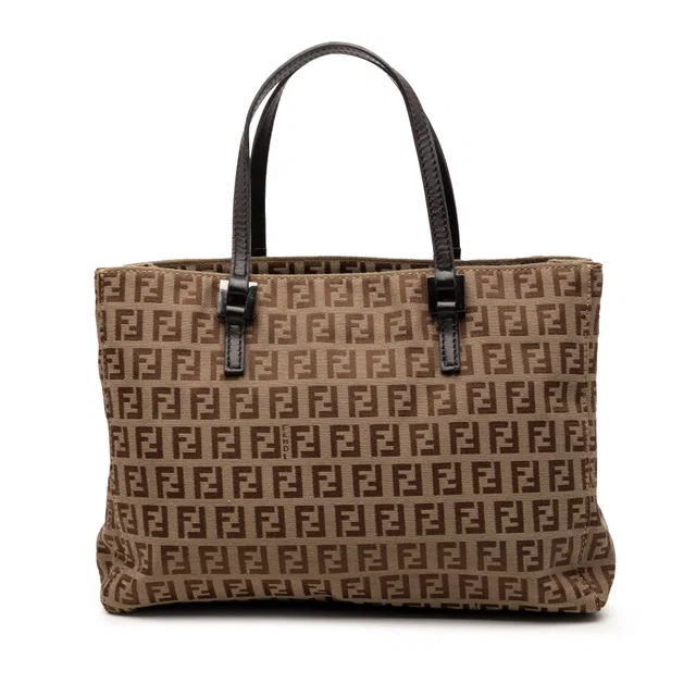 Brown Fendi Zucchino Canvas Tote in Brown Canvas from Designer Revival