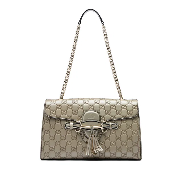 Gold Gucci Medium Guccissima Emily Shoulder Bag in Gold Leather from Designer Revival