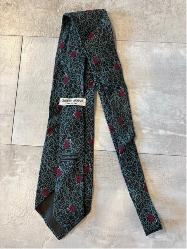 Giorgio Armani Vintage Silk Tie Italy Abstract Geometric Teal Burgundy in green|black Silk from Poshmark