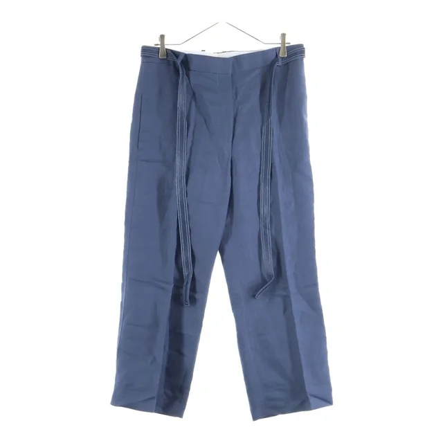 Celine Wide Pants with Belt Navy Linen in Navy from The Reluxe