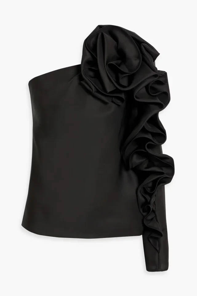 Carolina Herrera One-Sleeve Floral-Appliquéd Silk Top, photo 5 of 8 from THE OUTNET