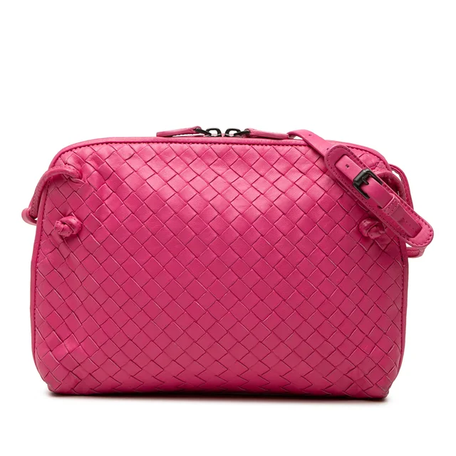 Pink Bottega Veneta Nappa Intrecciato Nodini Crossbody in Pink Nappa leather from Designer Revival