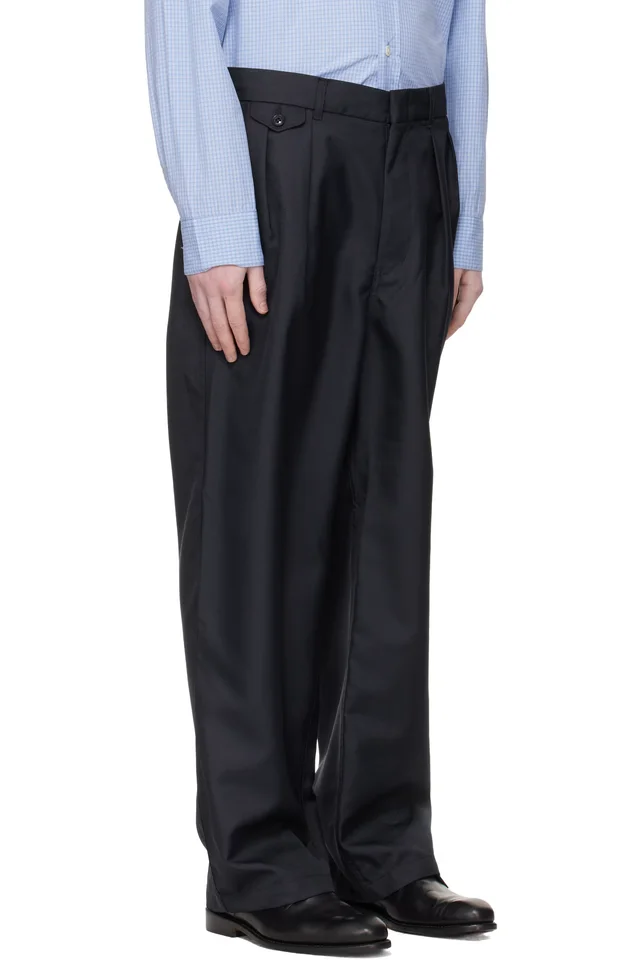 nanamica Navy Polyester Twill Club Trousers, photo 2 of 4 from SSENSE
