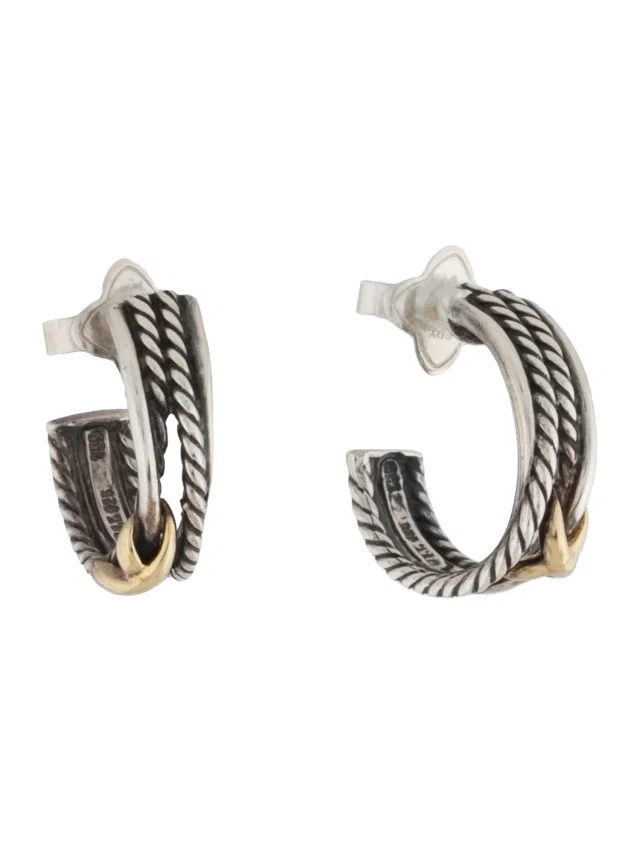 David Yurman Cable X Hoop Earrings in multicolor from The RealReal