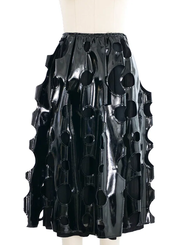 2014 Comme des Garcons Cut Out Vinyl Skirt from Arcade Vintage