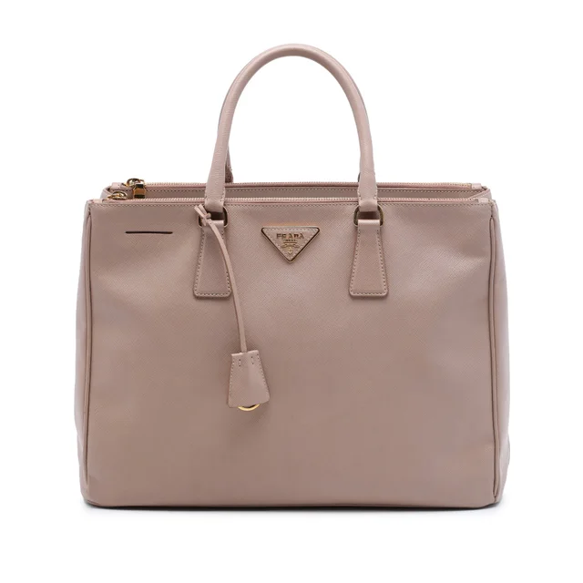 Brown Prada Large Saffiano Lux Galleria Double Zip Tote in Brown Saffiano leather from Designer Revival
