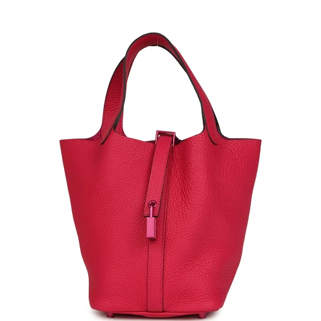 Hermès Picotin 18 Monochrome Rose Mexico Clemence Pink Palladium Hardware in Pink Clemence leather from Madison Avenue Couture