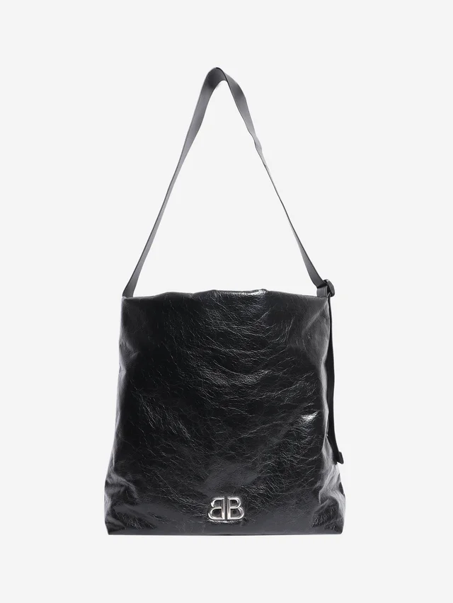 Balenciaga Black crinkled leather tote bag in Black Leather from Sign of the Times