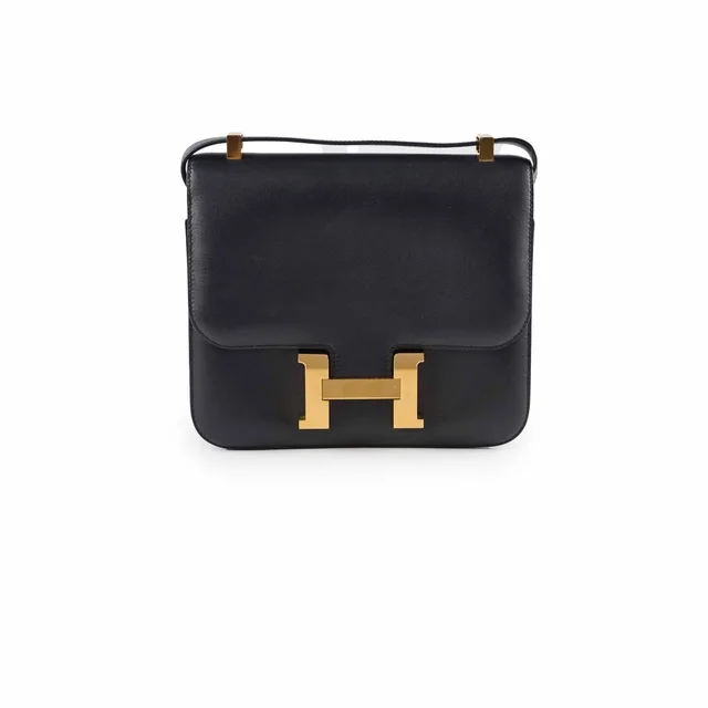 Hermès Constance 24 Swift GHW Noir A Stamp in Black Swift leather from The Purse Affair
