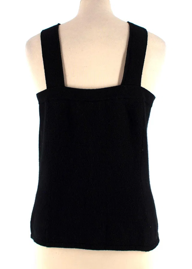 Chanel Cashmere Black Button-down Sleeveless Top in Black Cashmere from HEWI