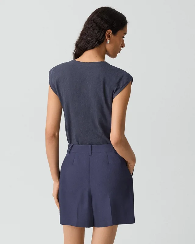 Theory Crewneck Button-Up Top in Organic Slub Cotton, photo 3 of 5 from Theory