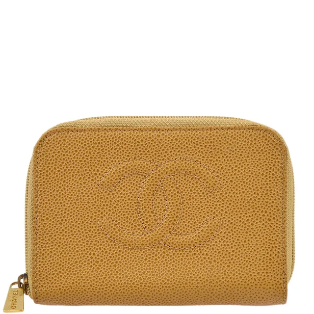 Chanel 2000-2002 Beige Caviar Wallet Purse in Beige Caviar leather from AMORE Vintage Tokyo