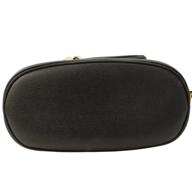 Chanel Circa 1995 Caviar Skin 6CC Turnlock Plate Pouch Drawstring Shoulder Bag Black in Black Caviar leather from VINTAGE QOO TOKYO, photo 11 of 14