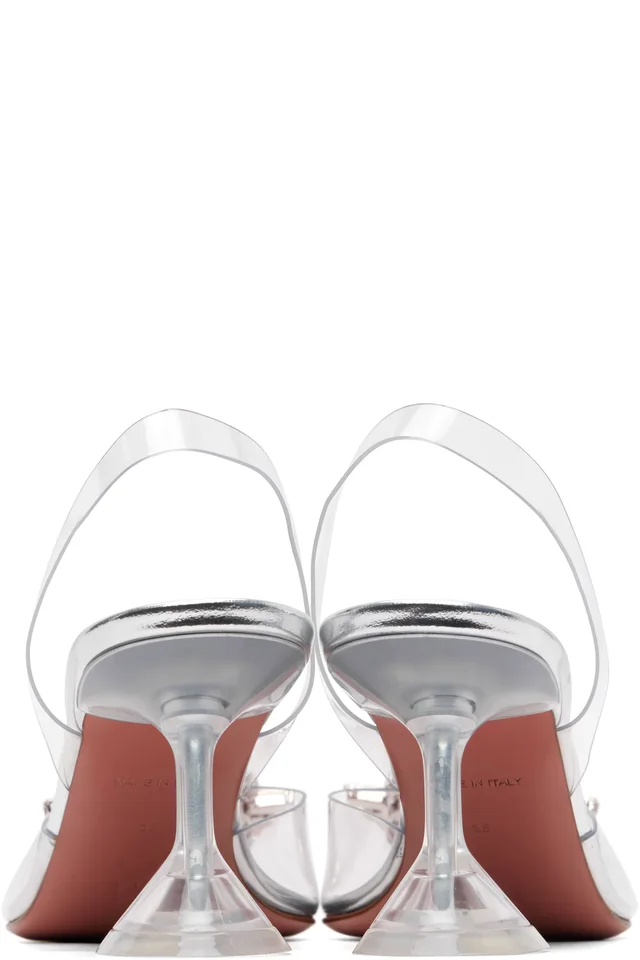 Amina Muaddi Transparent Begum Glass Sling 70 Heels, photo 2 of 5 from SSENSE