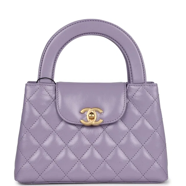 Chanel Small Kelly Shopper Light Purple Shiny Aged Calfskin Brushed Gold Hardware in Purple Calfskin from Madison Avenue Couture