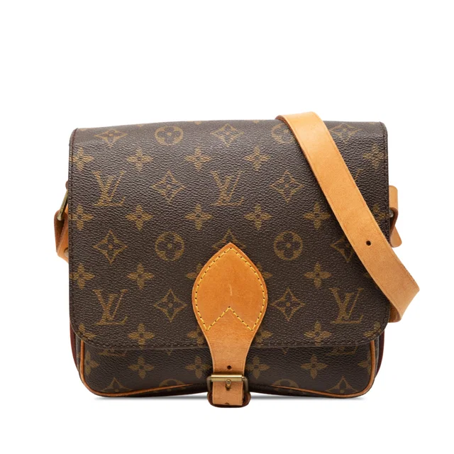 Brown Louis Vuitton Monogram Cartouchiere MM Crossbody Bag in Brown Coated canvas from Designer Revival