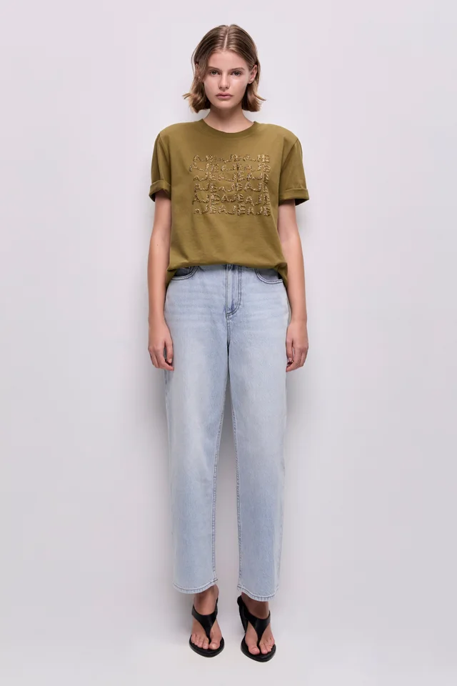 AJE Alive Embellished Logo Tee in Green from Aje, photo 1 of 1